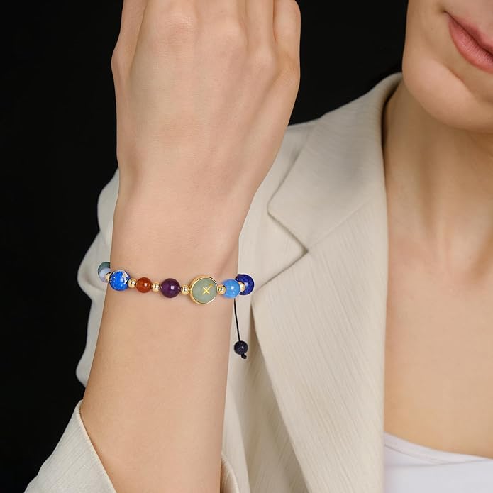 Zodiac Bracelets for Women Men,12 Constellations Healing Crystal Stone Beads Bracelet Birthday Zodiac Gifts Horoscope Spiritual Jewelry Bracelet Gifts