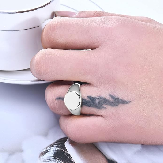 Stainless Steel Round Shape Classical Simple Plain Wedding Engagement Statement Pinky Band Signet Rings for Men Women Size 4-15
