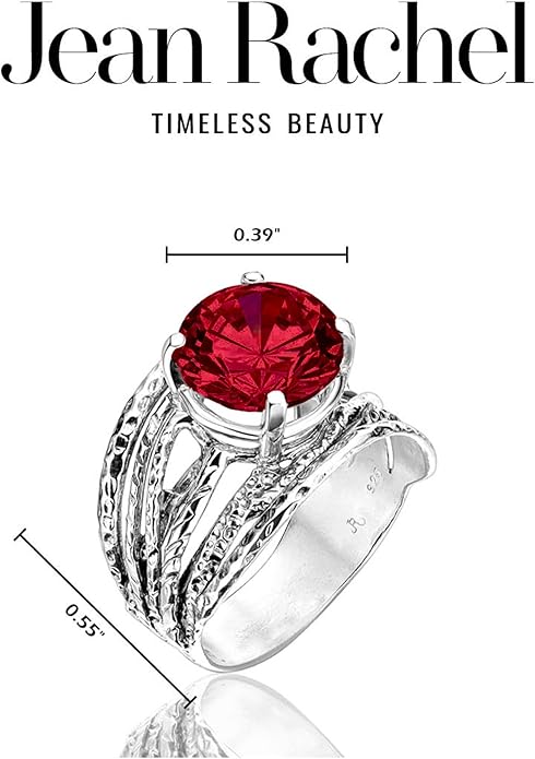 JEAN RACHEL JEWELRY 925 Sterling Silver Ring - Wrap Vintage Design with Prong Set Round Cubic Zirconia - Hypoallergenic, Lead & Nickel Free - Artisan Handcrafted Statement Rings for Women