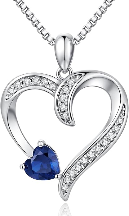Love Heart Necklace for Women, 925 Sterling Silver Cubic Zirconia Diamond Heart Pendant Jewelry Gift for Mom, Mother, Wife, Girlfriend on Wedding, Birthday, Mother's Day, Chain 18 inch