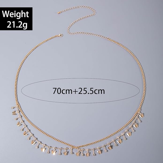 JFORYOU Waist Chain for Women Layered Belly Chain for The Waist Adjustable Waterproof Sexy Bikini Satellite Beads Chain Summer Non Tarnish Body Chain Jewelry for Women
