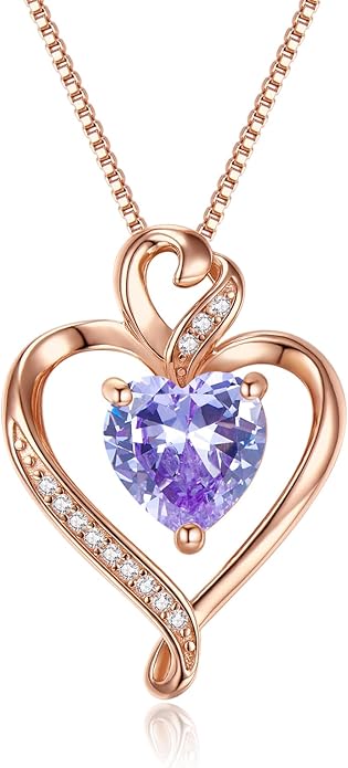 Heart Necklaces for Women 925 Sterling Silver Pendant Necklace Rose Gold Plated White Gold/14K Gold Plated Love Necklace for Her Girlfriend Wife Valentines Day Birthday Women Jewelry 18"+2"
