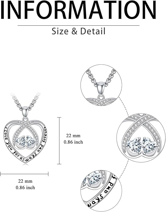 Birthstone Necklaces for Women I Love You for Always and Forever Heart Pendant Necklace Anniversary Jewelry Christmas Valentine Mothers Day Birthday Gifts for Her Wife Girlfriend