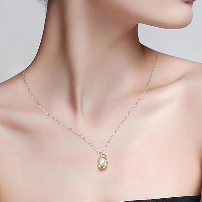 Pearl Necklaces for Women,Charm Choker Necklaces with Natural Freshwater Cultured Pearls,Dainty Pendants Necklaces Daily Wear or Fashion Gift for Women