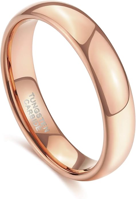 TRUMIUM 2mm 4mm 6mm 8mm Tungsten Wedding Band Ring for Men Women Gold/Rose Gold/Silver Domed High Polish Comfort Fit 4-15