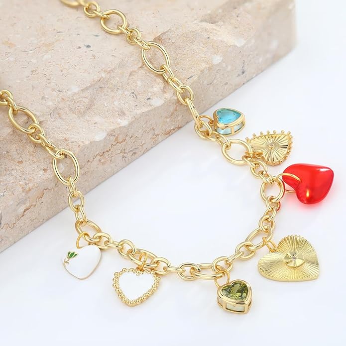Charm Necklace for Women Gold Evil Eye Sun Moon Flower Coin Pendant Necklace Dainty Paperclip Chain Vintage Luck Amulet Choker Necklaces Celestial Jewelry Gift