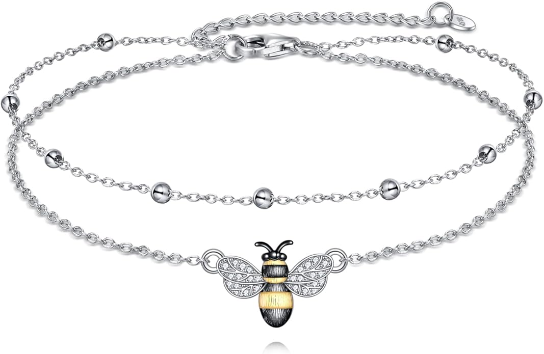 TIGER RIDER Dragonfly Anklet Sterling Silver Dragonfly Gifts Jewelry for Women with Crystal Birthday Anniversary