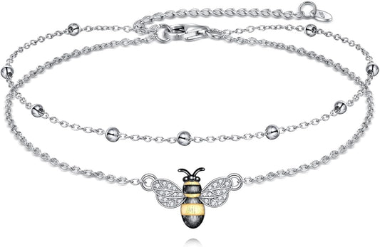 TIGER RIDER Dragonfly Anklet Sterling Silver Dragonfly Gifts Jewelry for Women with Crystal Birthday Anniversary