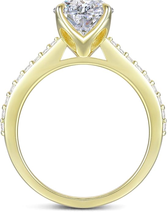 Round Cut 14K Gold Engagement Rings 2.0 CT Moissanite Solitaire Engagement Rings