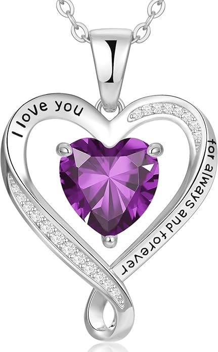 Birthday Gifts for Women Wife Infinity Heart Birthstone I Love You Necklace for Women S925 Sterling Silver Anniversary Wedding Gifts for Christmas Valentines Mothers Day Women's jewelry Diamond Pendant Necklaces Gift for Her Mom Daughter Grandma