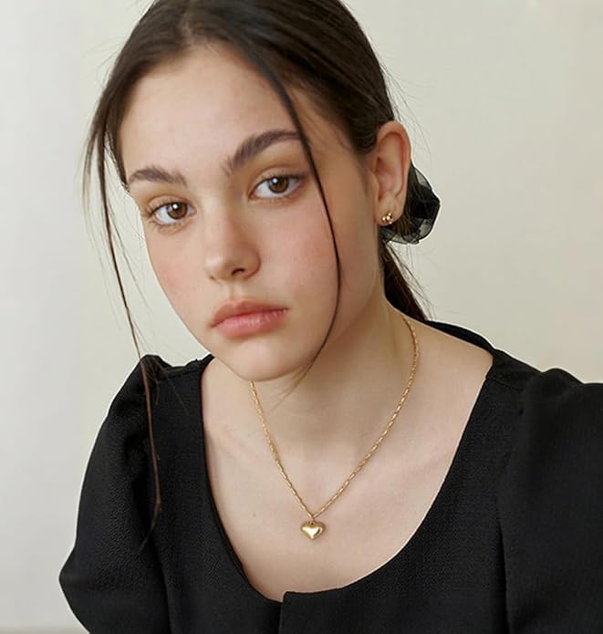 18k Gold Chain Link Necklace for Women, Baroque Pearl/Compass Pendant Necklace