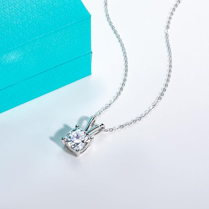 AnuClub Moissanite Pendant Necklace 2/3/4/5CT D Color VVS1 925 Sterling Silver Everyday Wear Necklace for Women Wife Her with Certificate, 40+2+3 Adjustable Chain