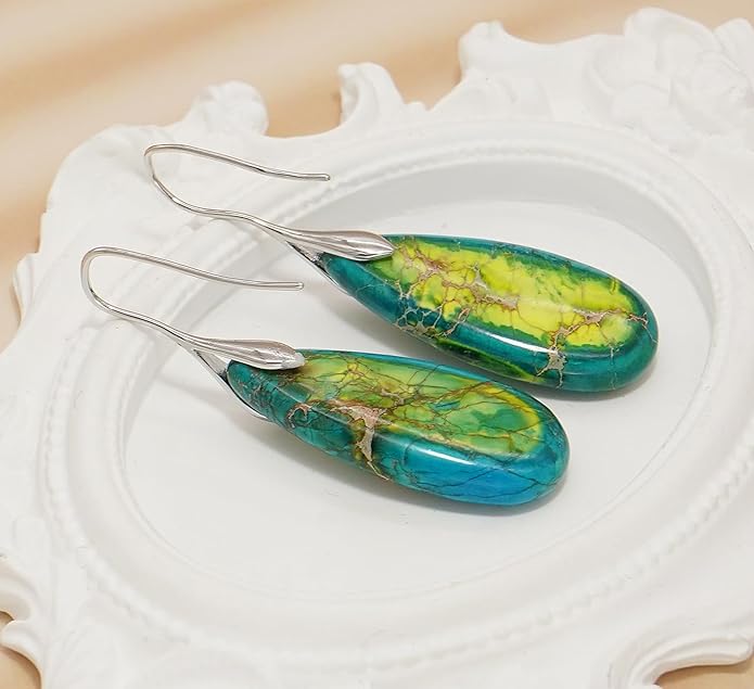 Natural Stone Earrings Waterdrop Stone Dangle Earrings for Women