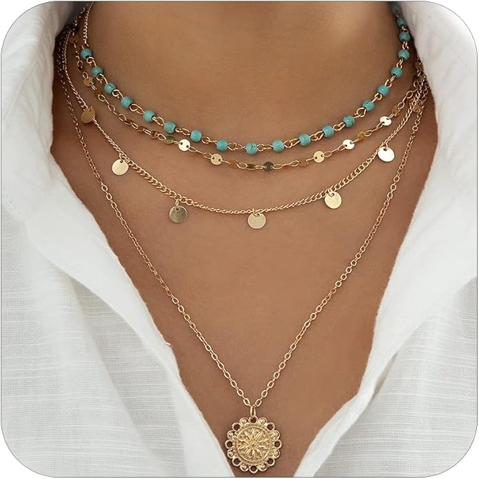 Choistily Charm Necklace Dainty Gold Western Outfit Beach Jewelry for Women Trendy Cowgirl Accessories for Women Gold Bow Sea Shell Pendant Necklace Preppy Stuff Summer Jewelry 2025