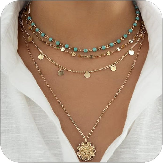 Choistily Charm Necklace Dainty Gold Western Outfit Beach Jewelry for Women Trendy Cowgirl Accessories for Women Gold Bow Sea Shell Pendant Necklace Preppy Stuff Summer Jewelry 2025