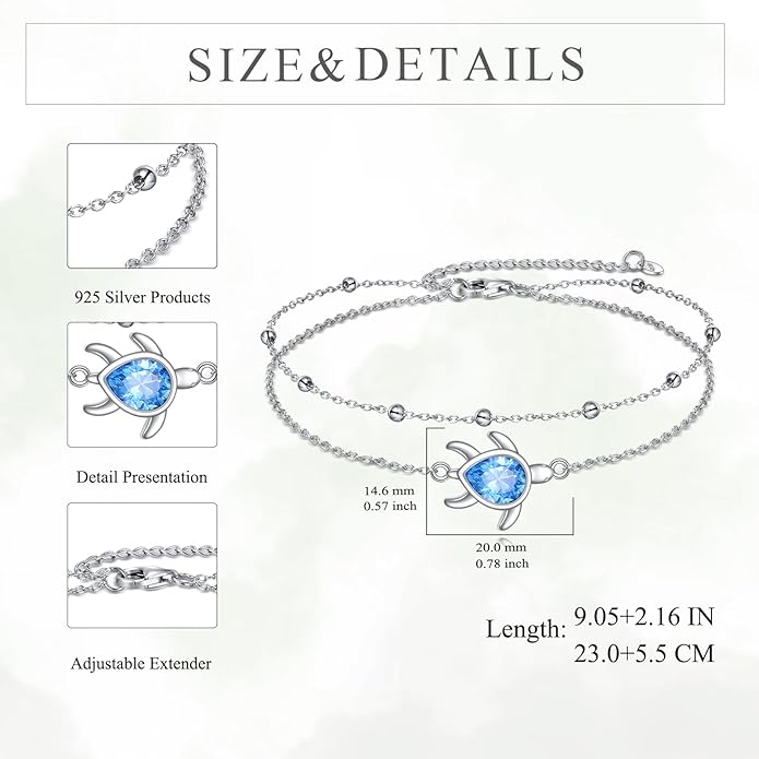 TIGER RIDER Dragonfly Anklet Sterling Silver Dragonfly Gifts Jewelry for Women with Crystal Birthday Anniversary