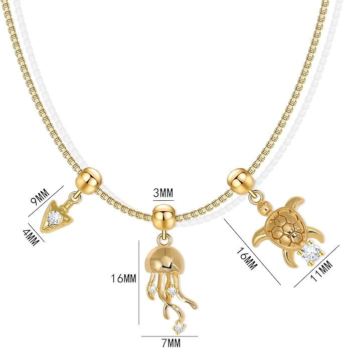 Summer Holiday Necklace,Dainty Chain, Charm Necklace For Women,Cute Cat Charm,Natural Pearls,18k Gold Plated,Choose Your Favorite Charm, Change Easily