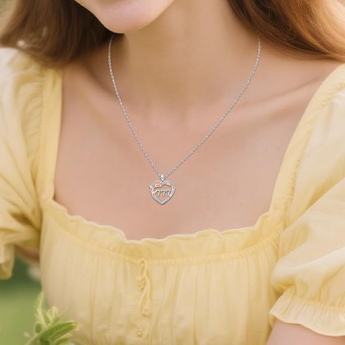 Number Necklace for Women 925 Sterling Silver Rose Angel Numbers Necklace Jewelry Birthday Gift for Grandma Mother