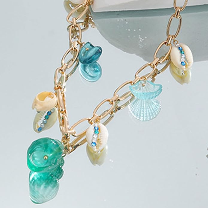 Choistily Charm Necklace Dainty Gold Western Outfit Beach Jewelry for Women Trendy Cowgirl Accessories for Women Gold Bow Sea Shell Pendant Necklace Preppy Stuff Summer Jewelry 2025