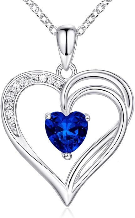 925 Sterling Silver Heart Necklace for Women Birthstone Necklace Silver Jewelry for Womens Jewelry Gifts for Women Her Mom