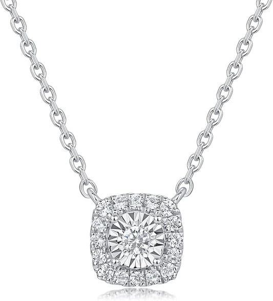 Sterling Silver Heart Cut Lab Grown Diamond Halo Pendant Necklace, Chain Included,ideal gift for anniversaries, birthdays, or any milestone celebration.