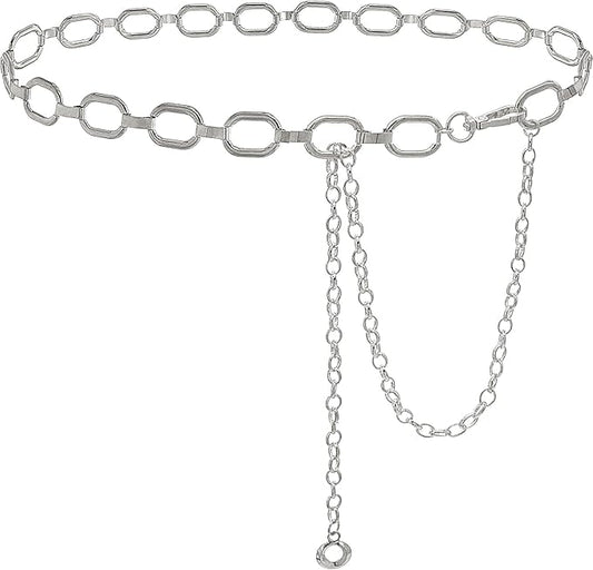 Women's Chain Belt Metal Waist Belt Chunky Belly Link Belt