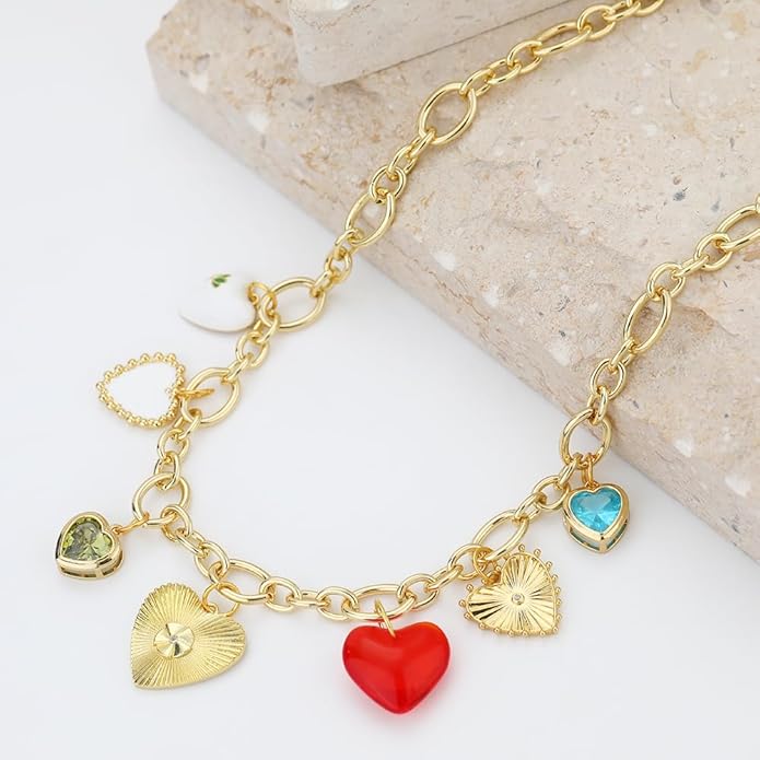 Charm Necklace for Women Gold Evil Eye Sun Moon Flower Coin Pendant Necklace Dainty Paperclip Chain Vintage Luck Amulet Choker Necklaces Celestial Jewelry Gift