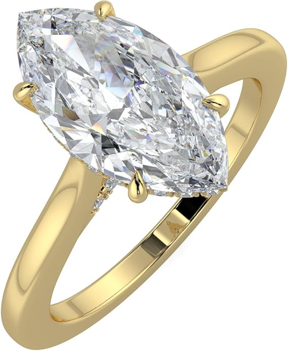 14K and 18K White Yellow and Rose Gold Lab Grown Diamond Solitaire Engagement Ring for Women, 4 Prong Rings for Wedding and Valentine Gift 1 to 2 Carat TW (Color E-F, Clarity VVS-VS)