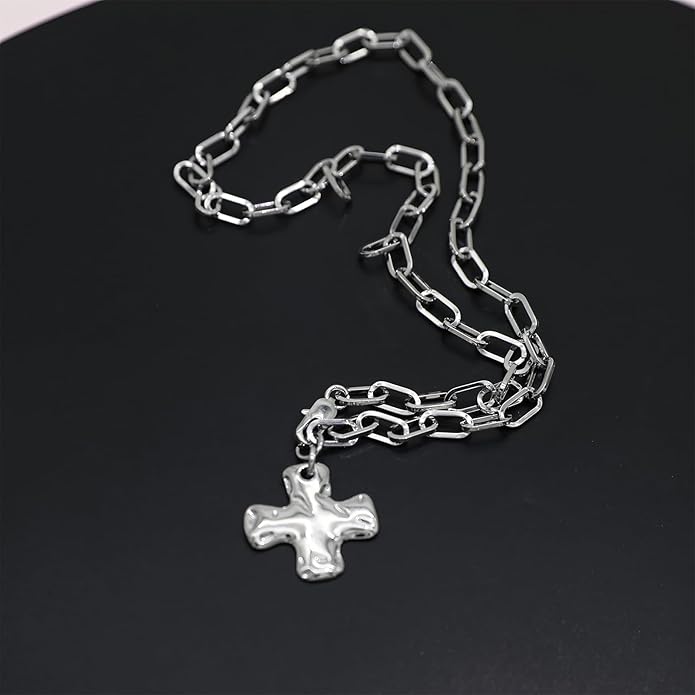 Chunky Retro Heart Necklace for Women Antique Layer Beach Ocean Moon Stars Western Boho Charm Necklaces Retro Link Chain Jewelry