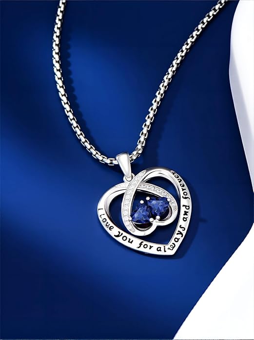 Birthstone Necklaces for Women I Love You for Always and Forever Heart Pendant Necklace Anniversary Jewelry Christmas Valentine Mothers Day Birthday Gifts for Her Wife Girlfriend