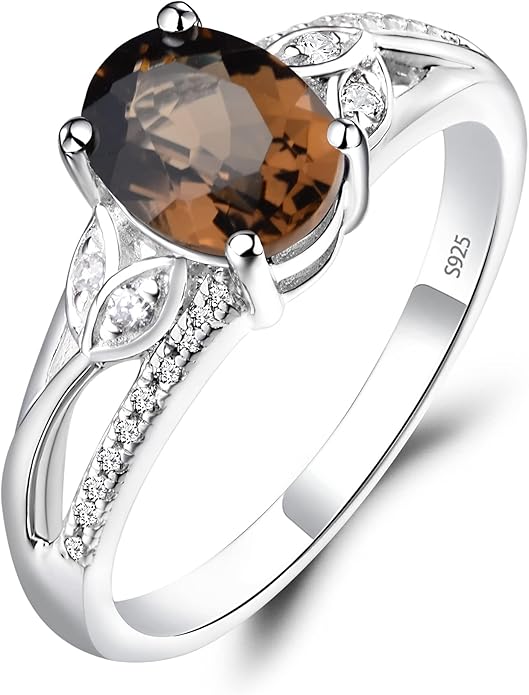 925 Sterling Silver Oval Shaped 8X6 MM Gemstone Ring Leaf Engagement Ring for Women Jewelry
