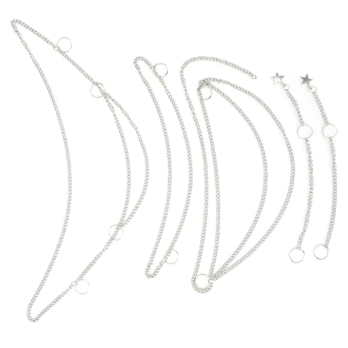 5PCS Hip Hop Punk Hair Braid Chain Hair Jewelry Chain Rings Ponytail Hair Accessories Dreadlock Hair Braid Hair Decoration Clips for Women