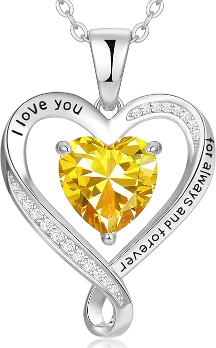 Birthday Gifts for Women Wife Infinity Heart Birthstone I Love You Necklace for Women S925 Sterling Silver Anniversary Wedding Gifts for Christmas Valentines Mothers Day Women's jewelry Diamond Pendant Necklaces Gift for Her Mom Daughter Grandma