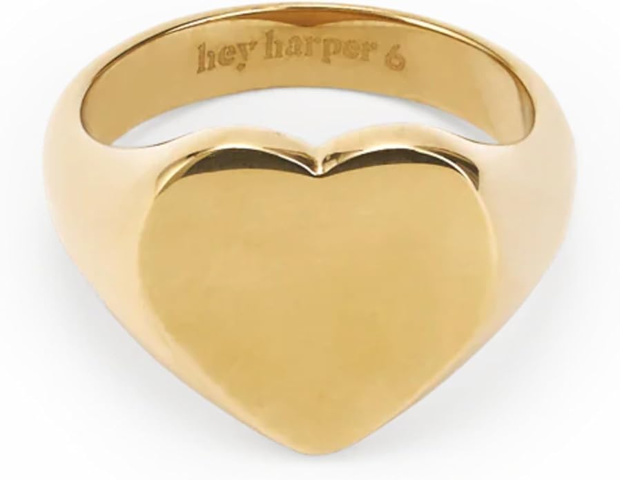 Hey Harper Gold Ring for Women - Gold Plated Stacking Waterproof & Sweatproof Jewerly Ring - Everday Non Tarnish Cute Fashion Circle Rings