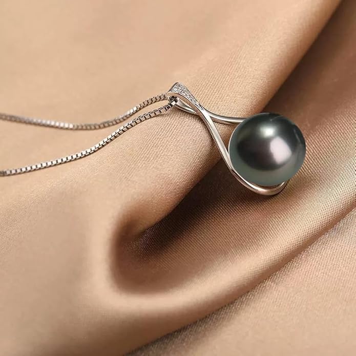 Gifts for Women-Tahitian-Black-Pearl-Necklace-Gift for Wife Wedding Birthday Anniversary-Mom Girlfriend Her Mothers Day Valentines Day Christmas-18K Gold Plated Sterling Silver Pearl Pendant NO026