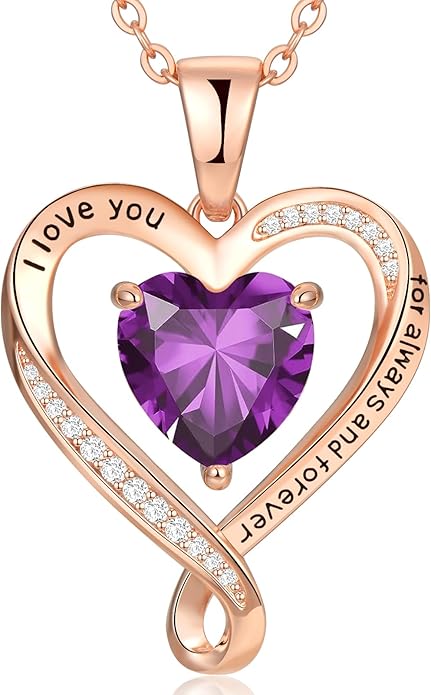 Birthday Gifts for Women Wife Infinity Heart Birthstone I Love You Necklace for Women S925 Sterling Silver Anniversary Wedding Gifts for Christmas Valentines Mothers Day Women's jewelry Diamond Pendant Necklaces Gift for Her Mom Daughter Grandma