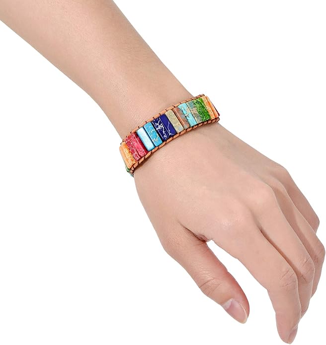 sedmart 7 Chakra Bracelets for Women with Real Stones Leather Wrap Healing Bead Bracelet Women Men Boho Friendship Jewelry