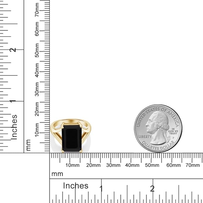 Gem Stone King 5-10 Cttw Gemstone Birthstone Solitaire Engagement Ring For Women | 18K Yellow Gold Plated Silver | 14X10MM Emerald Cut | Wedding Anniversary Ring | Available In Size 5, 6, 7, 8, 9