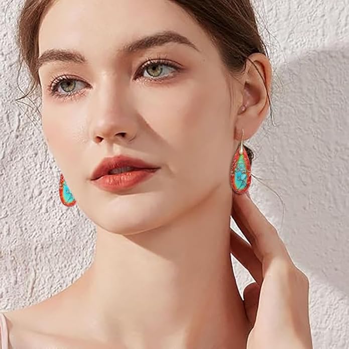 Natural Stone Earrings Waterdrop Stone Dangle Earrings for Women