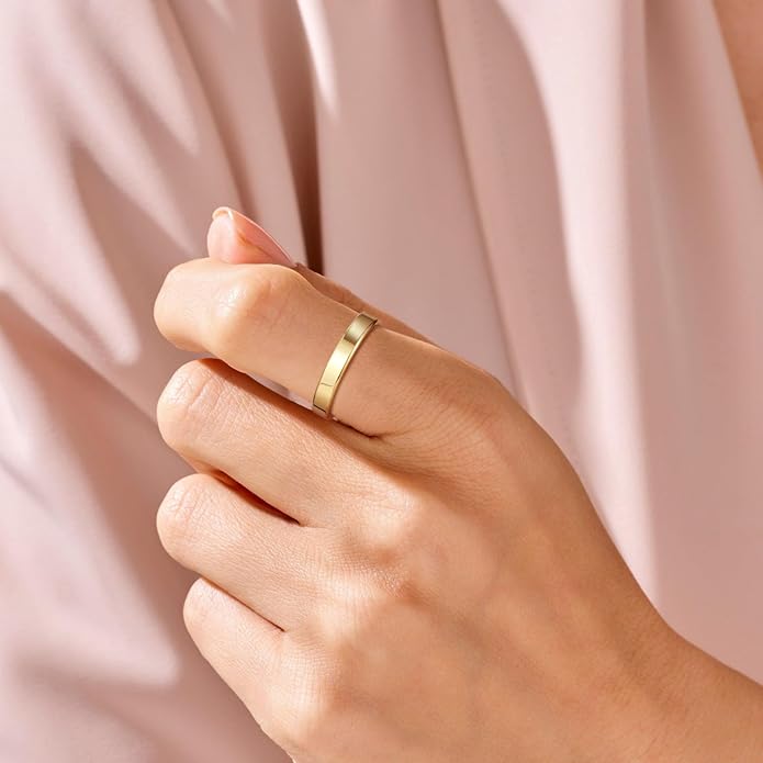 TRUMIUM 2mm 4mm 6mm Tungsten Rings for Women Men's Wedding Bands Gold Plated Beveled Edges Flat High Polished Comfort Fit Size 5-14