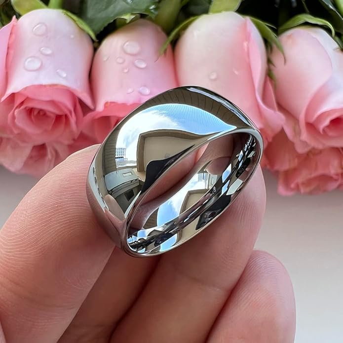 4mm 6mm 8mm 10mm Silver/Gold/White Tungsten Rings for Men Women Couple Fashion Jewelry Anniversary Engagement Wedding Bands Domed Polished I Love You Engraved Comfort Fit