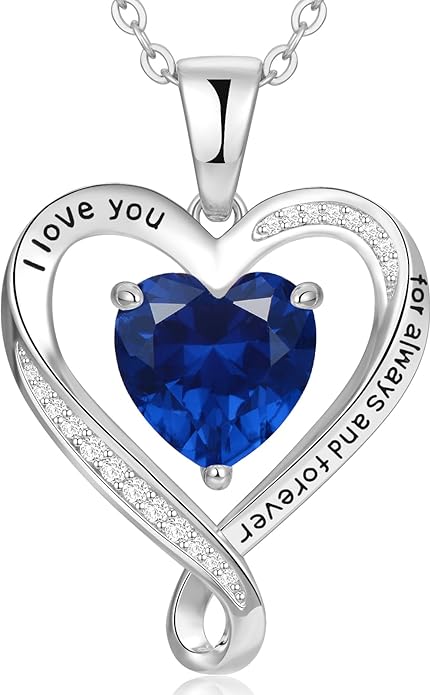 Birthday Gifts for Women Wife Infinity Heart Birthstone I Love You Necklace for Women S925 Sterling Silver Anniversary Wedding Gifts for Christmas Valentines Mothers Day Women's jewelry Diamond Pendant Necklaces Gift for Her Mom Daughter Grandma