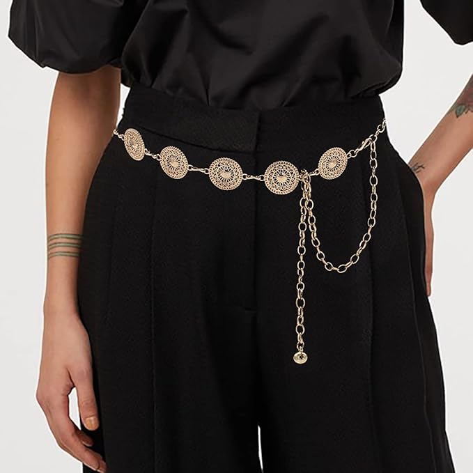 Women's Chain Belt Metal Waist Belt Chunky Belly Link Belt