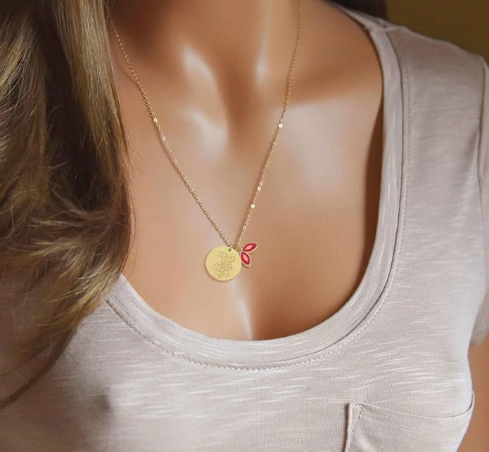 14k Gold Plated Birth Month Flower Birthstone Pendant Necklace, Floral Charm Necklace for Women Birthday Gift