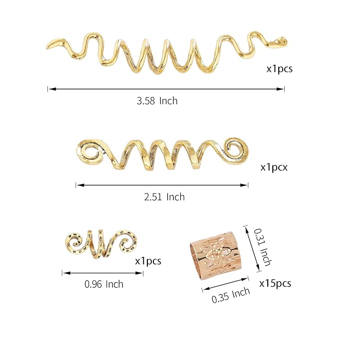 FRDTLUTHW 18Pcs Hair Accessories Loc Hair Jewelry for Women Braids, Dreadlock Beads Metal Hair Clips Decoration Gold(Multiple Styles)-style4