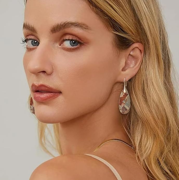 Natural Stone Earrings Waterdrop Stone Dangle Earrings for Women