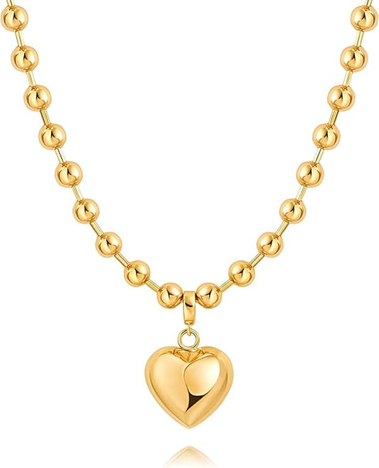 18k Gold Chain Link Necklace for Women, Baroque Pearl/Compass Pendant Necklace