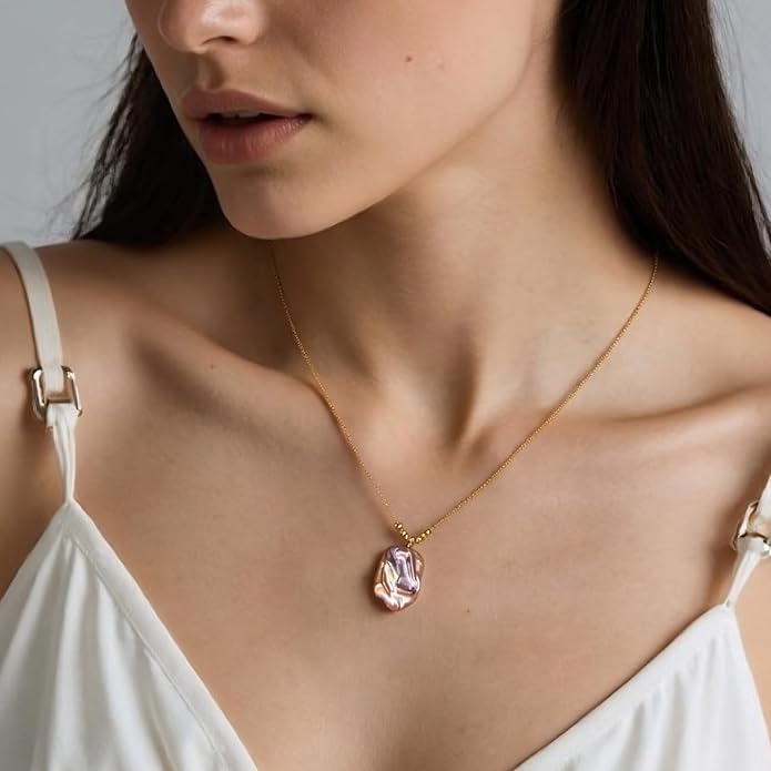 Pearl Necklaces for Women,Charm Choker Necklaces with Natural Freshwater Cultured Pearls,Dainty Pendants Necklaces Daily Wear or Fashion Gift for Women