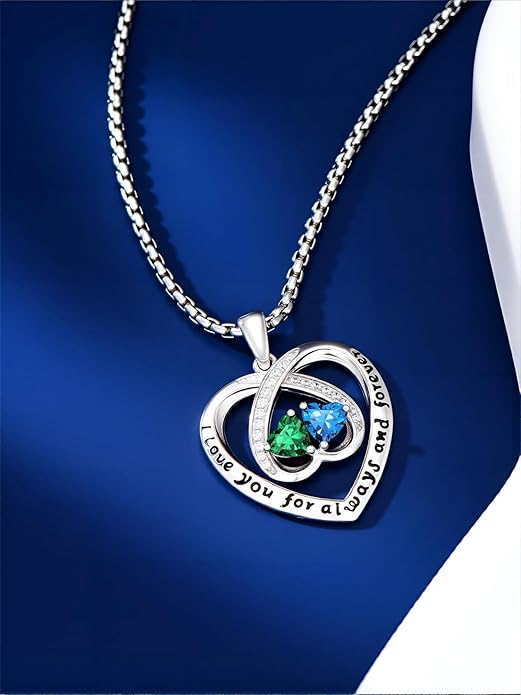 Birthstone Necklaces for Women I Love You for Always and Forever Heart Pendant Necklace Anniversary Jewelry Christmas Valentine Mothers Day Birthday Gifts for Her Wife Girlfriend