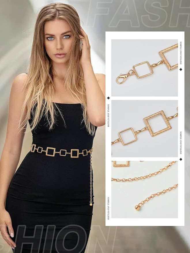 FIORETTO Chain Belts for Women Fashion Metal Waist Chain Chunky Belts for Dresses Jeans